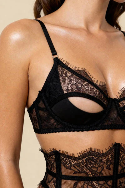 Catarina - Siyah Dantelli Jartiyer Takımı FUGU.TR